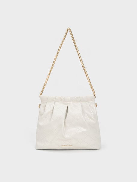 Duo Chain Handle Shoulder Bag, White, hi-res