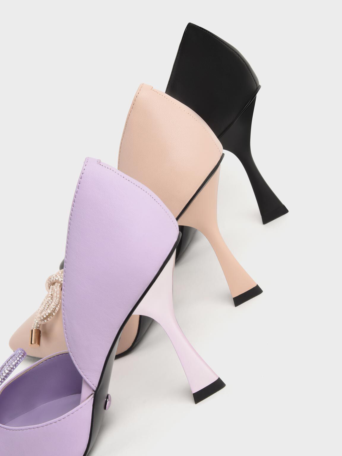 Gem-Embellished Bow-Tie D'Orsay Pumps, Black, hi-res
