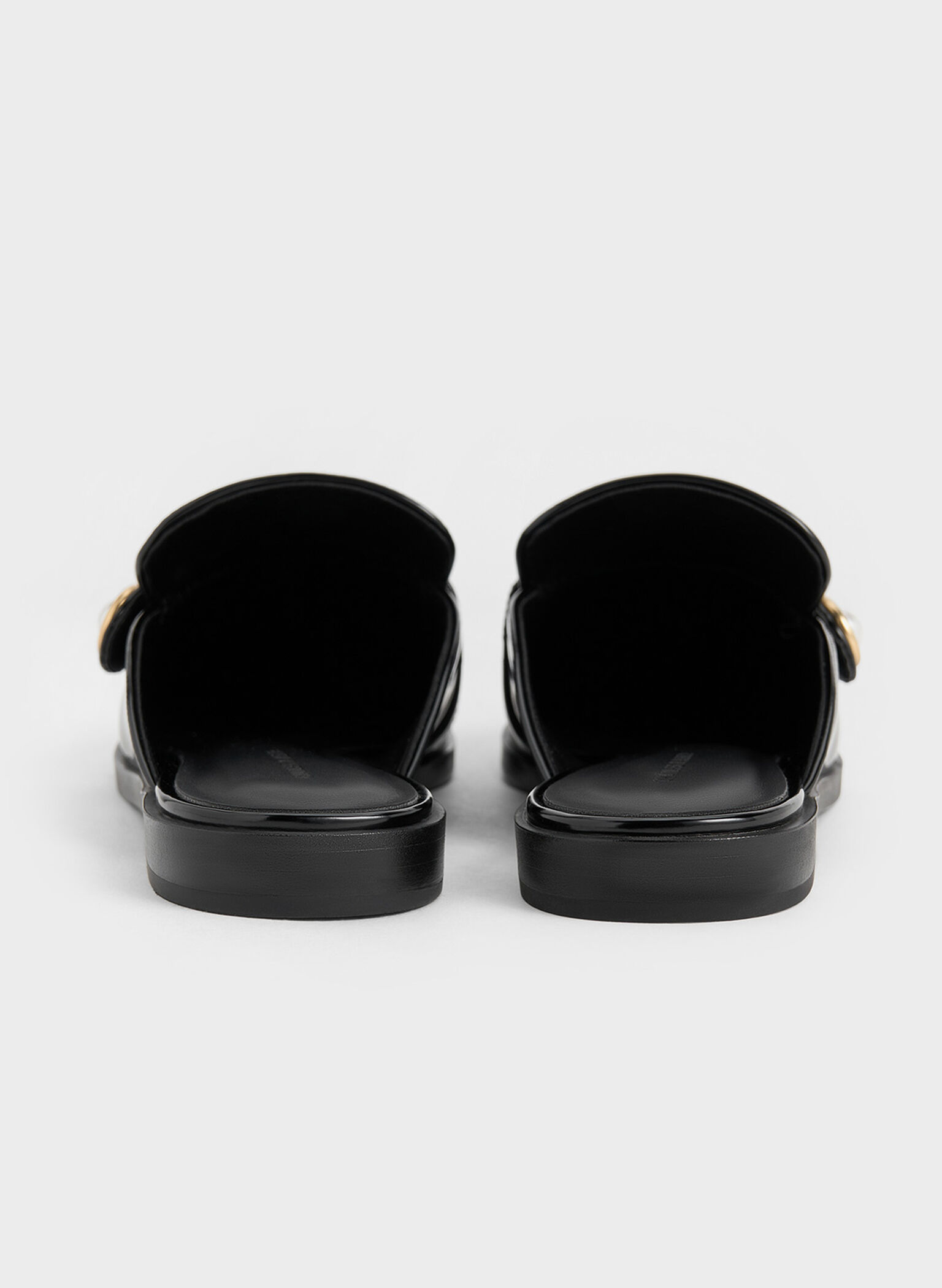 Mocasines tipo mule con adornos de perlas, Negro pulido, hi-res