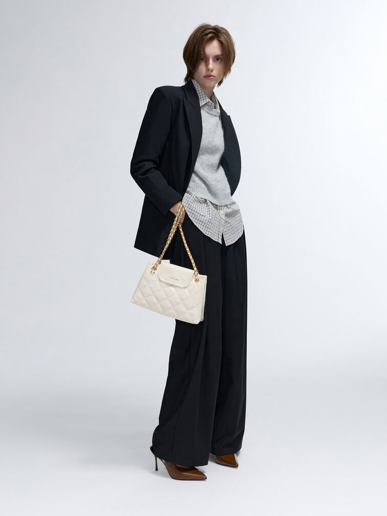 Apfra Quilted Shoulder Bag, Cream, hi-res