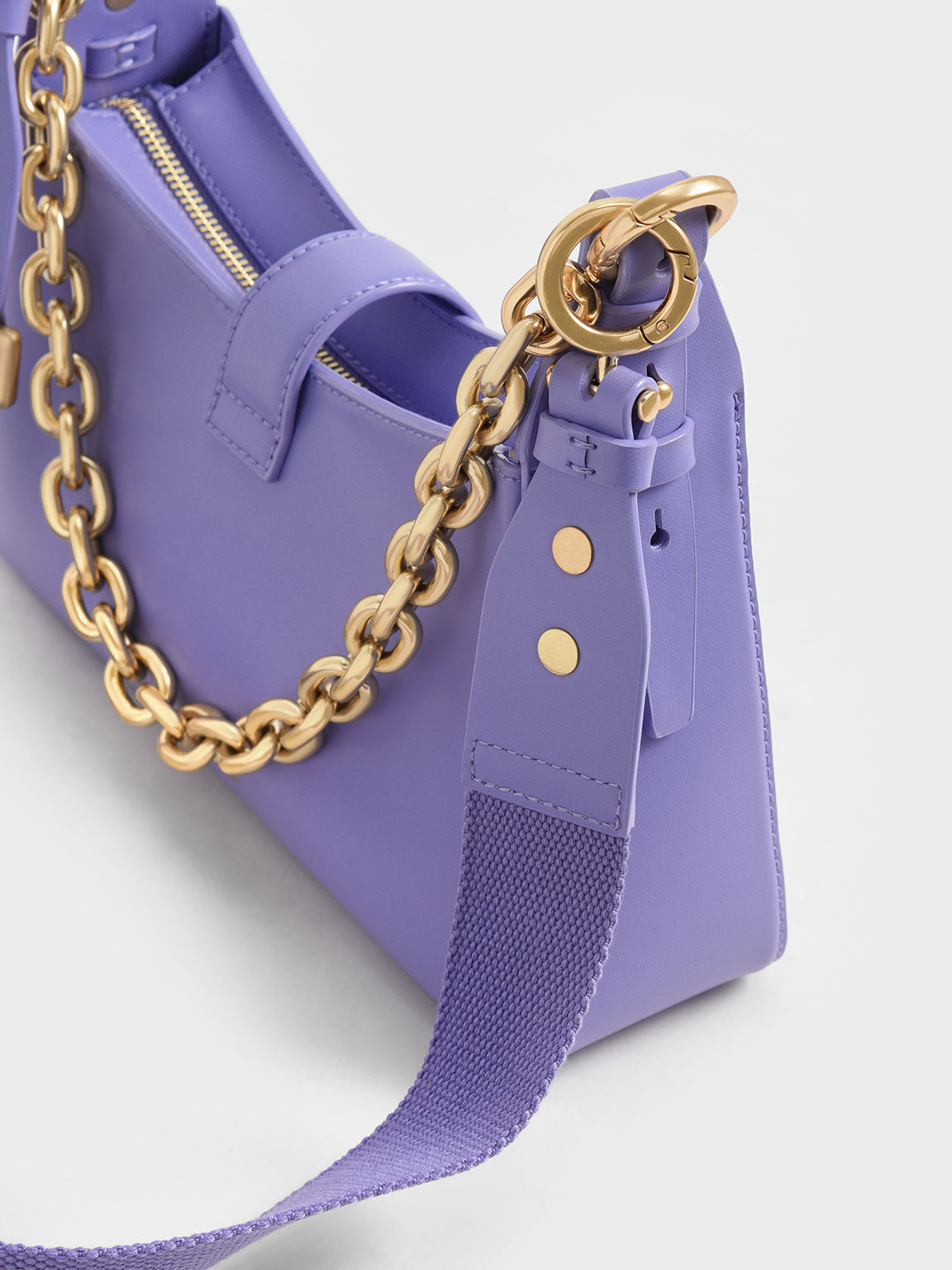 Chain Handle Shoulder Bag, Lilac, hi-res