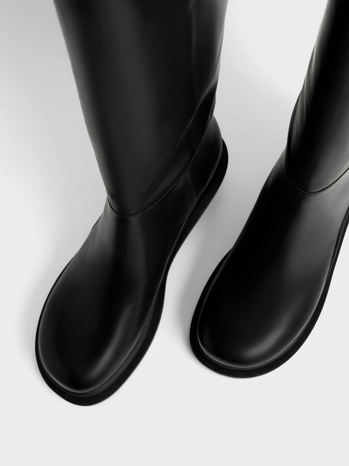 Black Frida Leather Knee High Boots CHARLES KEITH AE