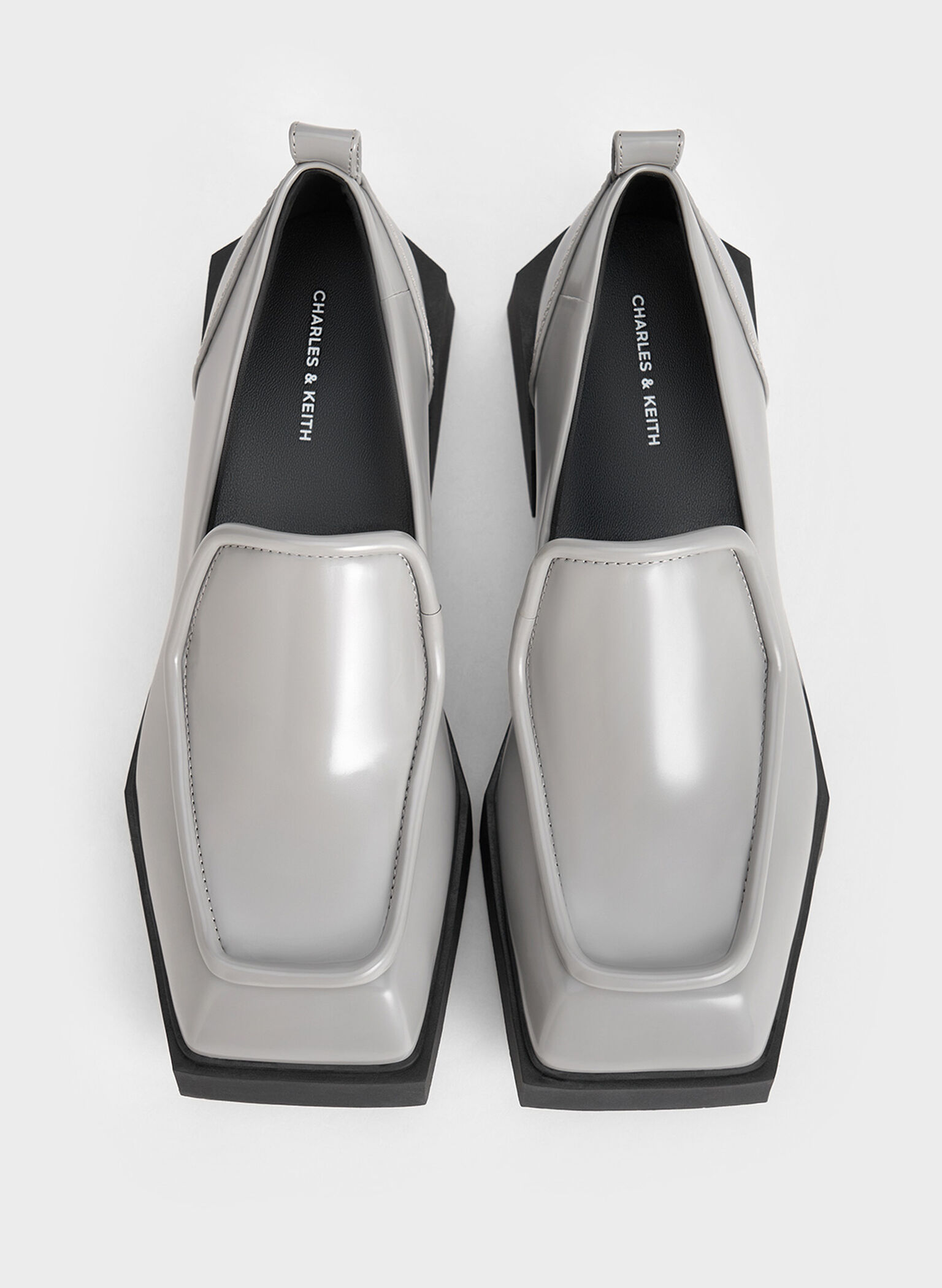 Mocasines geométricos Lorde con punta cuadrada, Gris, hi-res