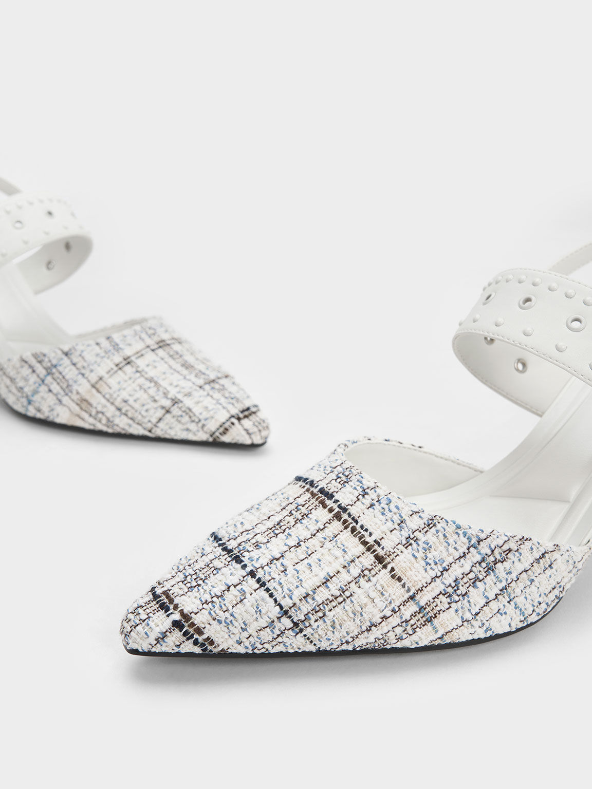 Sepphe Grommet Tweed Slingback Pumps, White, hi-res