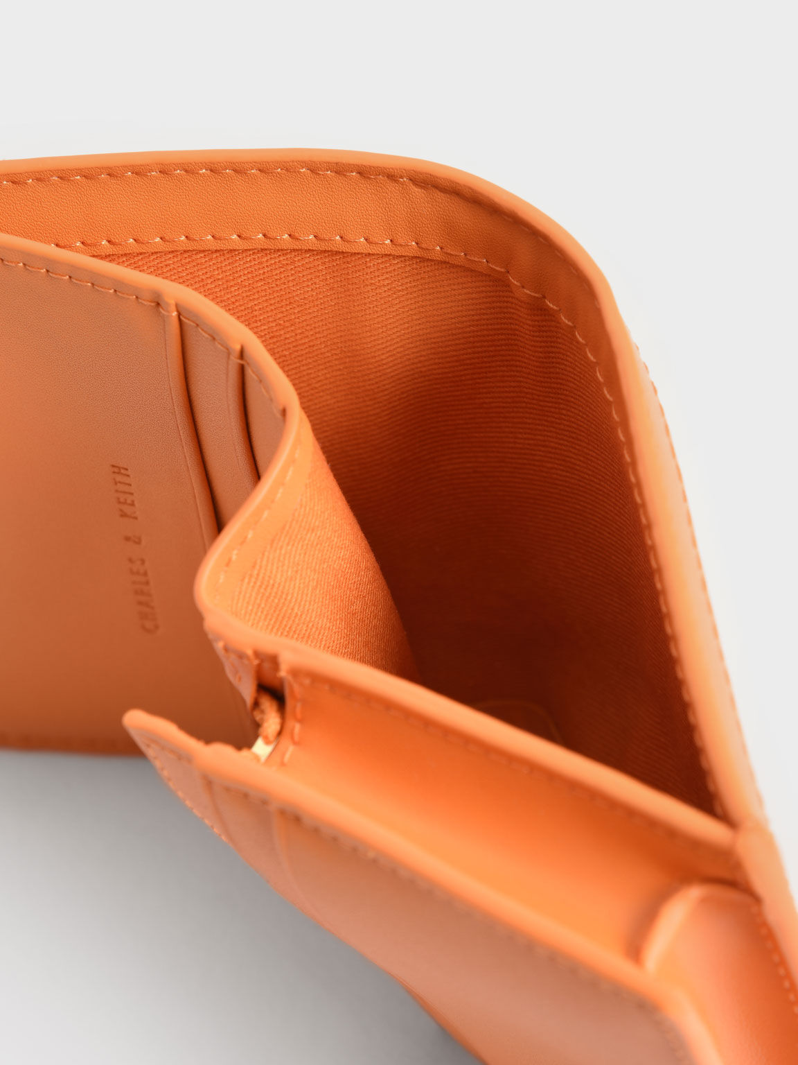 Snap Button Mini Short Wallet, Orange, hi-res