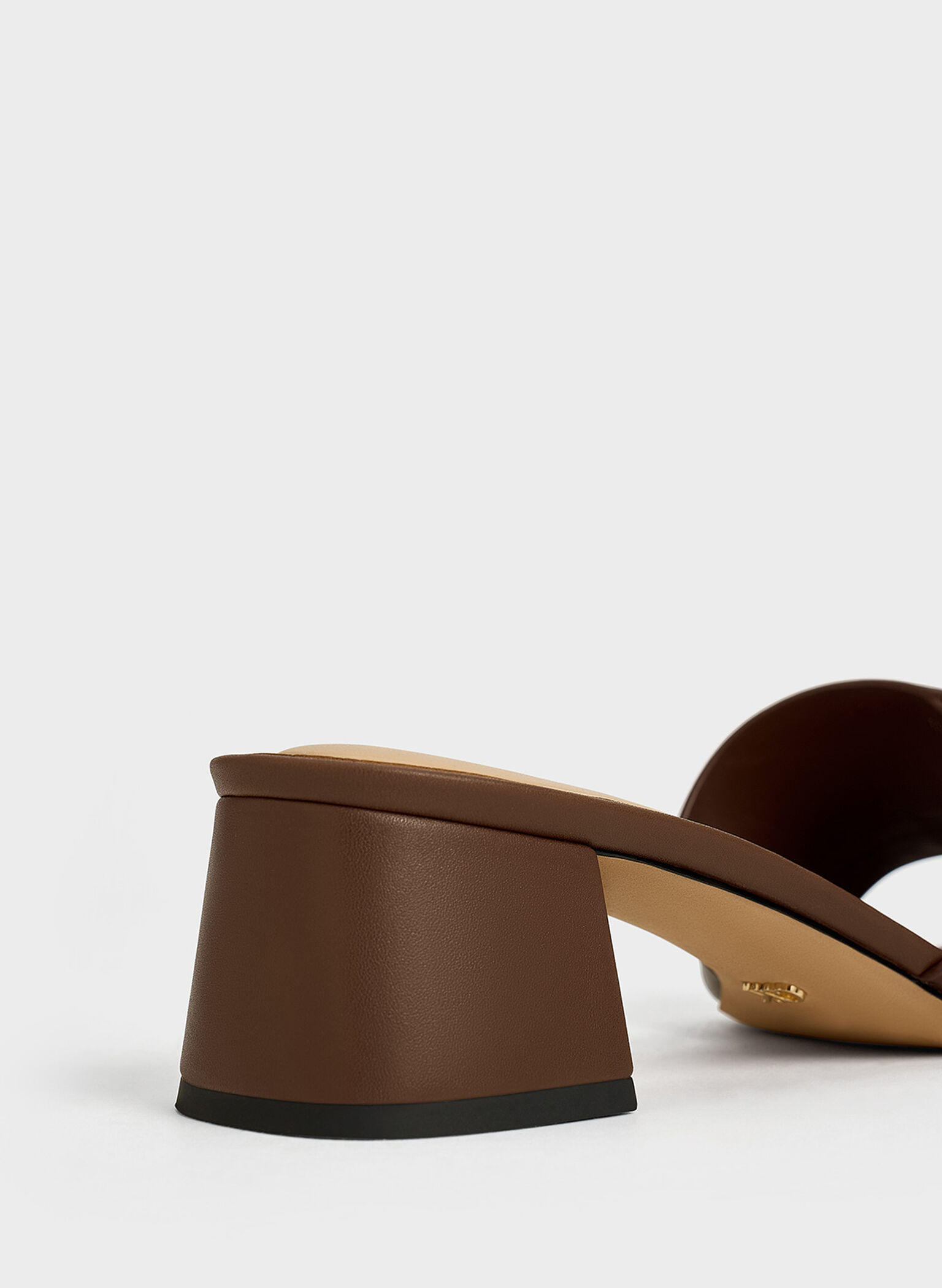 Leather Buckled Block-Heel Mules, Dark Brown, hi-res