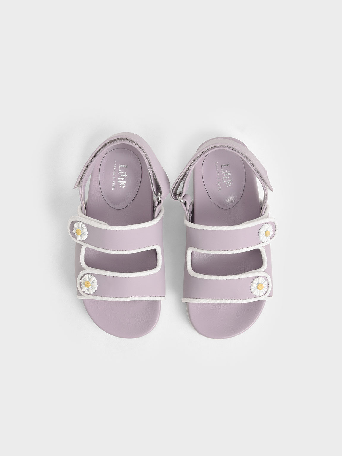 Girls' Flower-Embellished Platform Sandals, Lilac, hi-res
