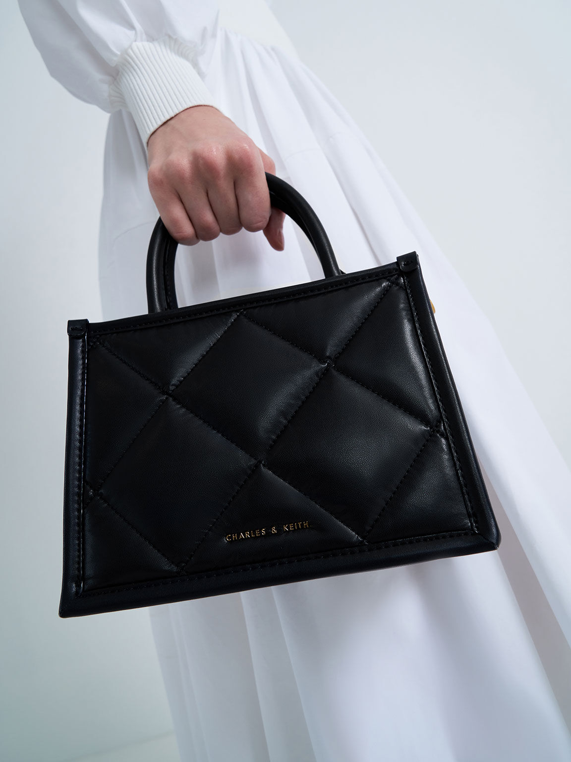 Celia Quilted Tote Bag, Black, hi-res