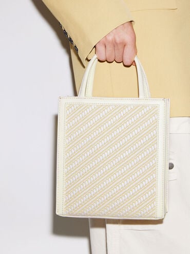 Woven Double Handle Tote Bag, Multi, hi-res