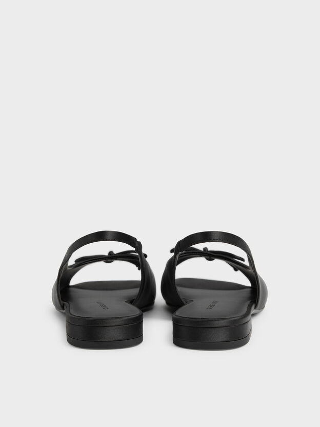 Imani Satin Bow Slingback Sandals, Black Textured, hi-res