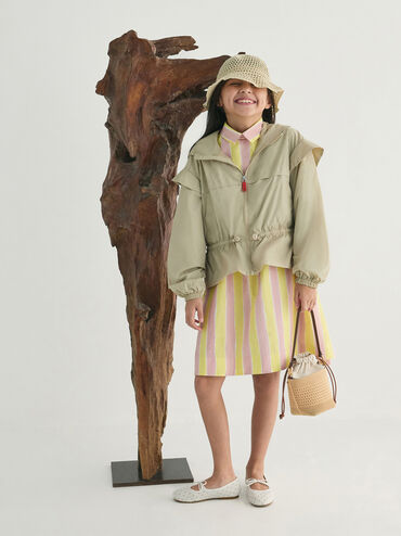Girls' Ida Knitted Bucket Bag, Beige, hi-res