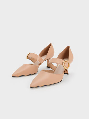 Buckled D'Orsay Pumps, Nude, hi-res