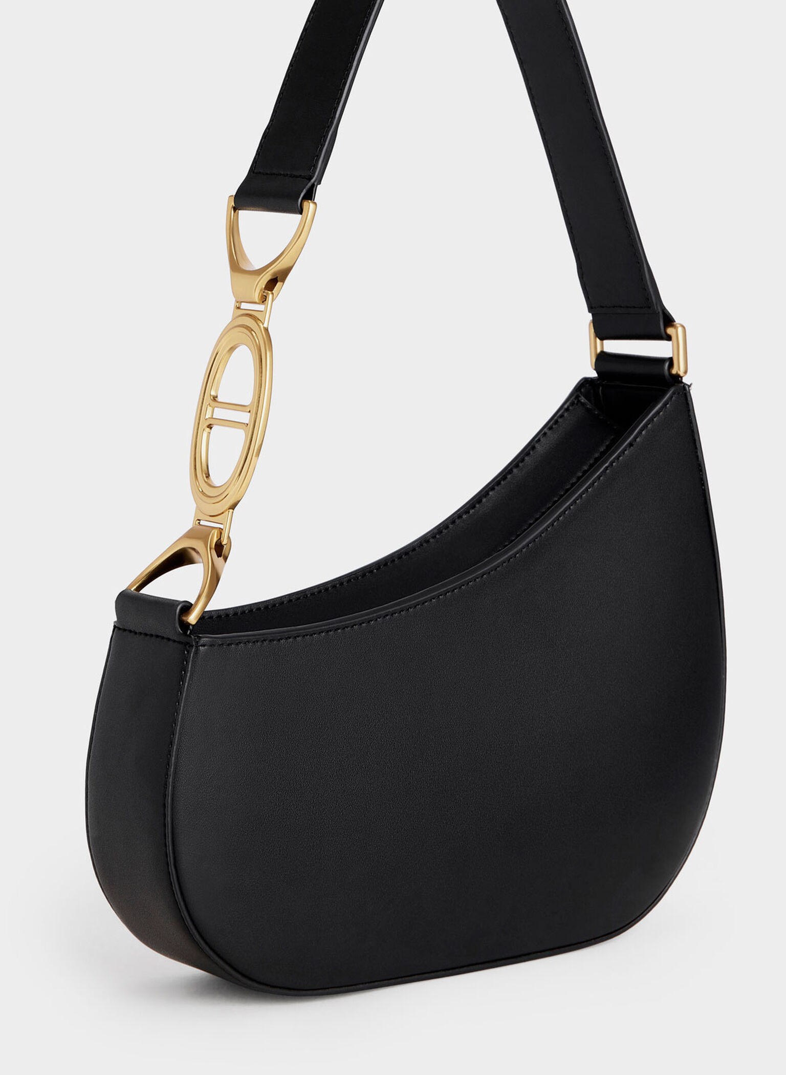 Black Asymmetrical Shoulder Bag - CHARLES & KEITH International