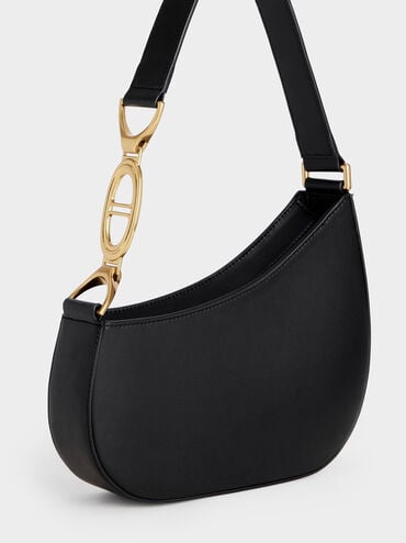 Asymmetrical Shoulder Bag, Black, hi-res