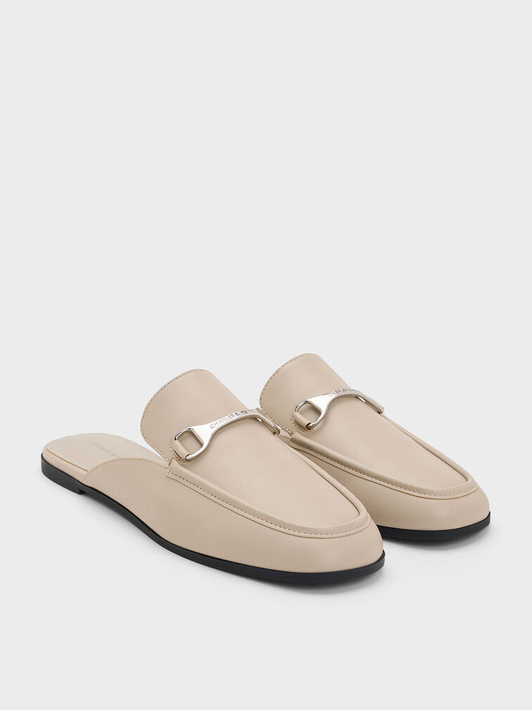 Leslie Metallic-Accent Mules, Beige, hi-res