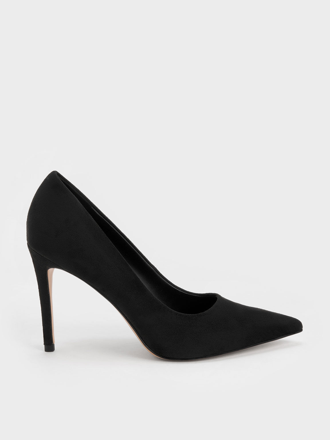 Black Textured Stiletto Heel Pumps - CHARLES & KEITH