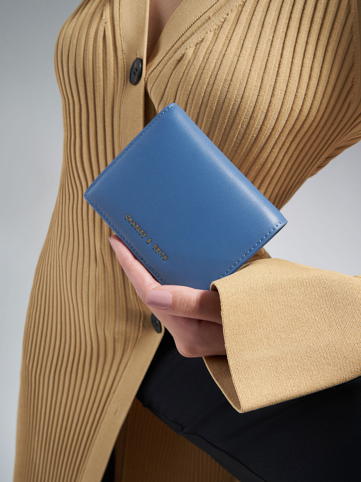 Evelynn Snap Button Mini Wallet, Blue, hi-res
