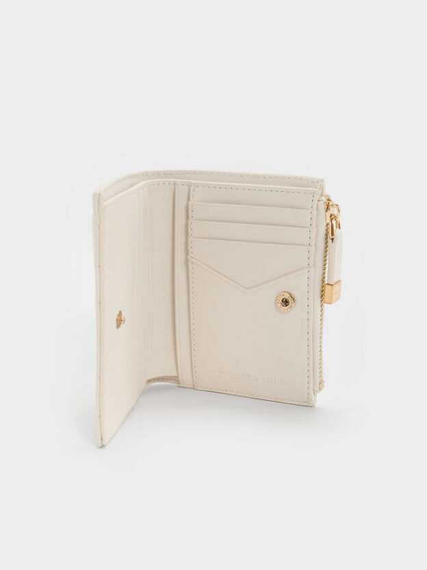 Alva Quilted Top-Zip Small Wallet, Cream, hi-res