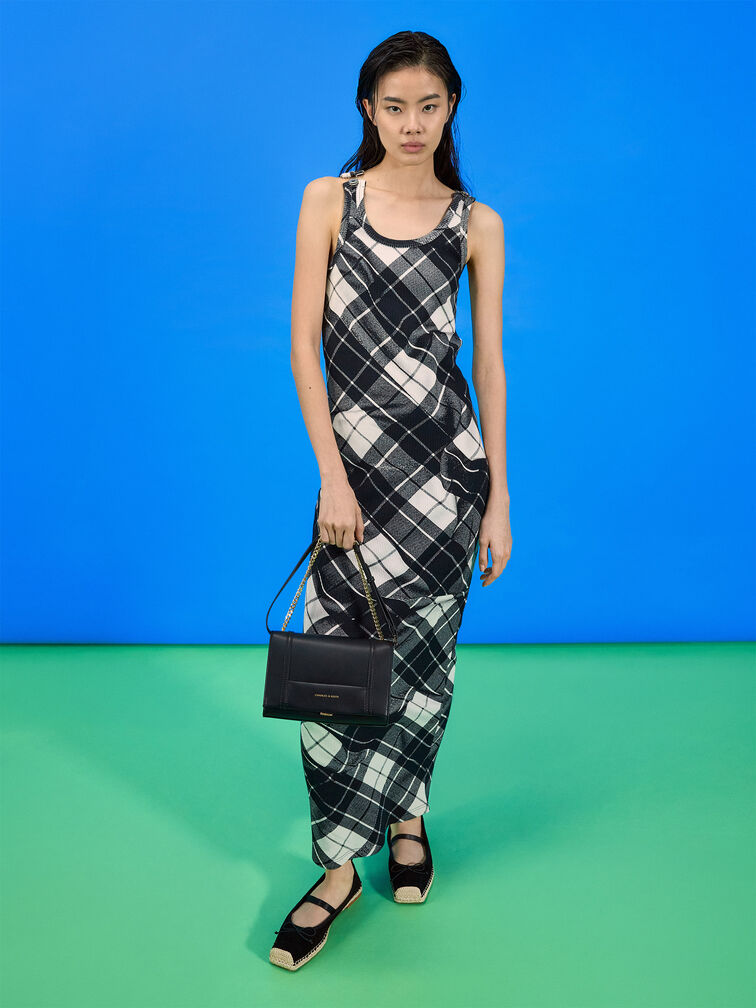 Bolso de hombro con correa de cadena Shalia, Negro, hi-res