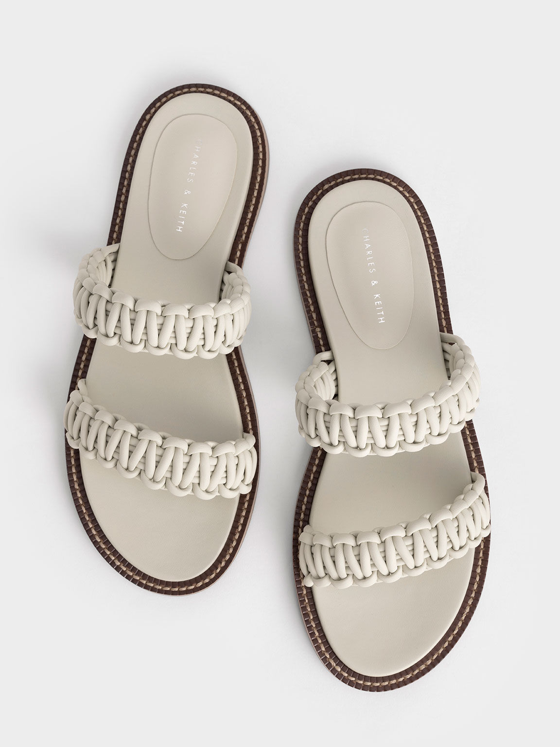 Braided Strap Slide Sandals, Chalk, hi-res