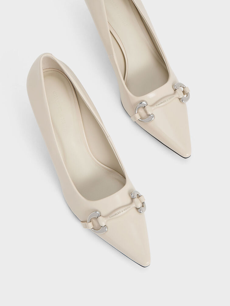 Metallic Accent Pointed-Toe Pumps, Chalk, hi-res