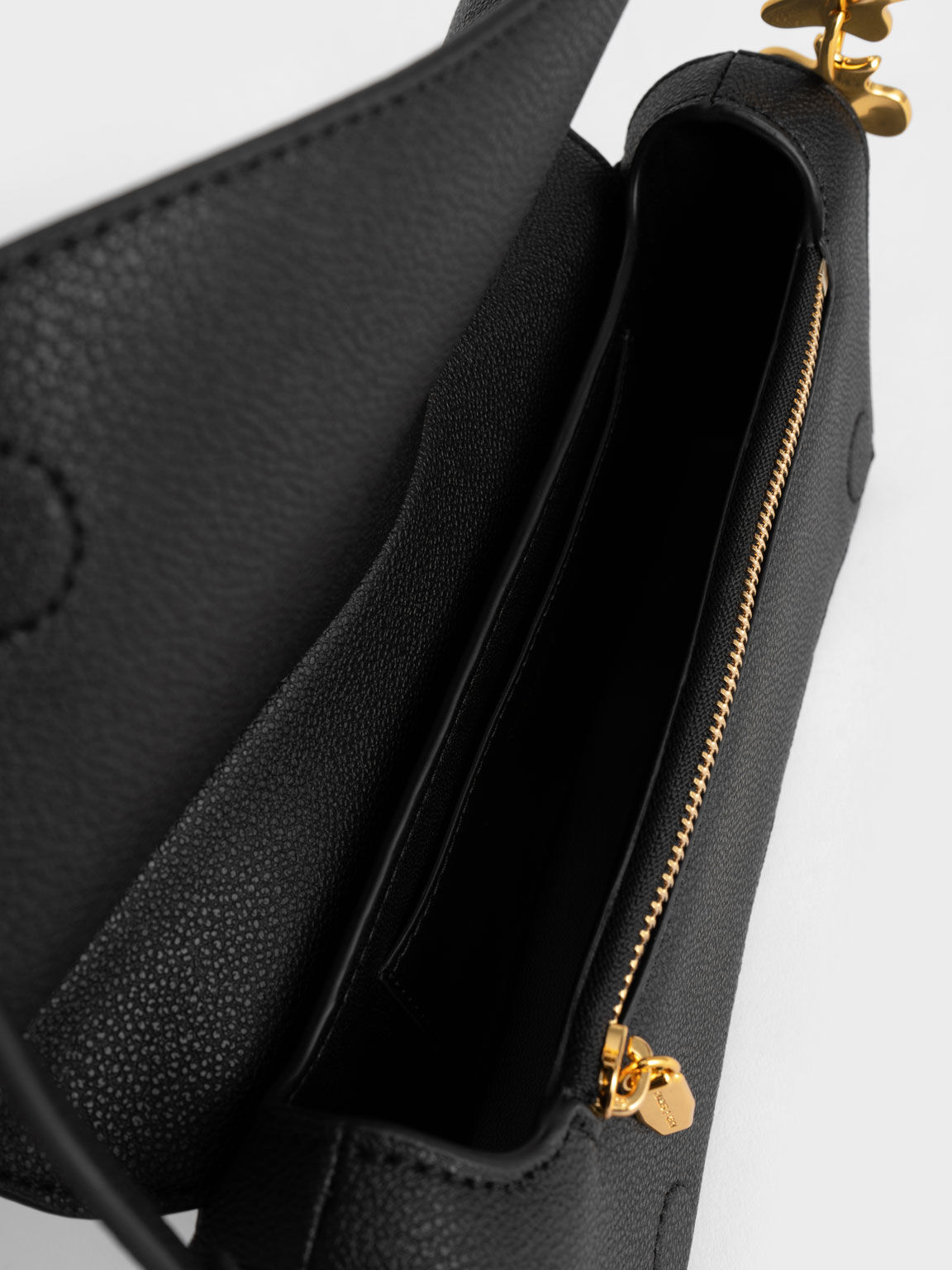 Black Verity Embellished Handle Sculptural Bag - CHARLES & KEITH KR