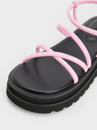 Tubular Strap Sandals, Pink, hi-res