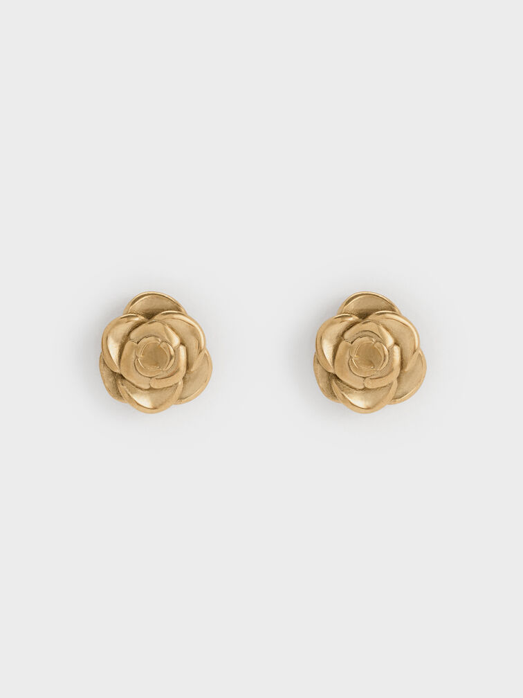 Rosalind Flower Stud Earrings, Brush Gold, hi-res