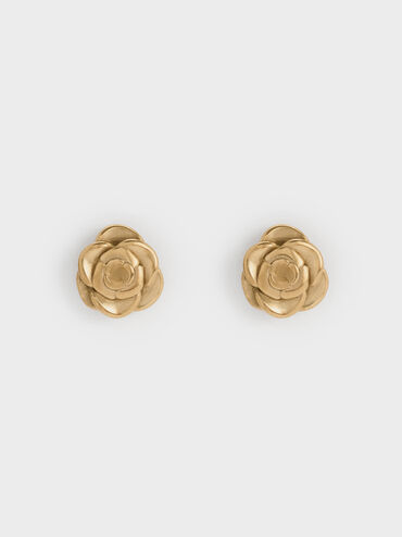 Rosalind Flower Stud Earrings, Brush Gold, hi-res