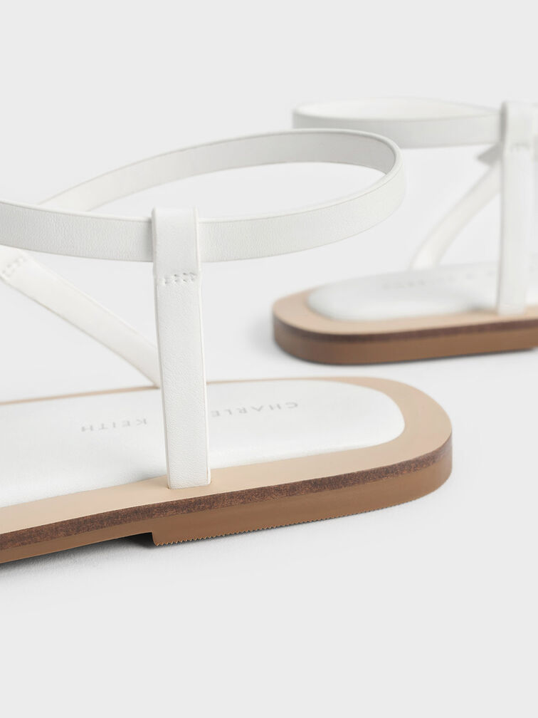 Asymmetric Toe Ring Sandals, White, hi-res
