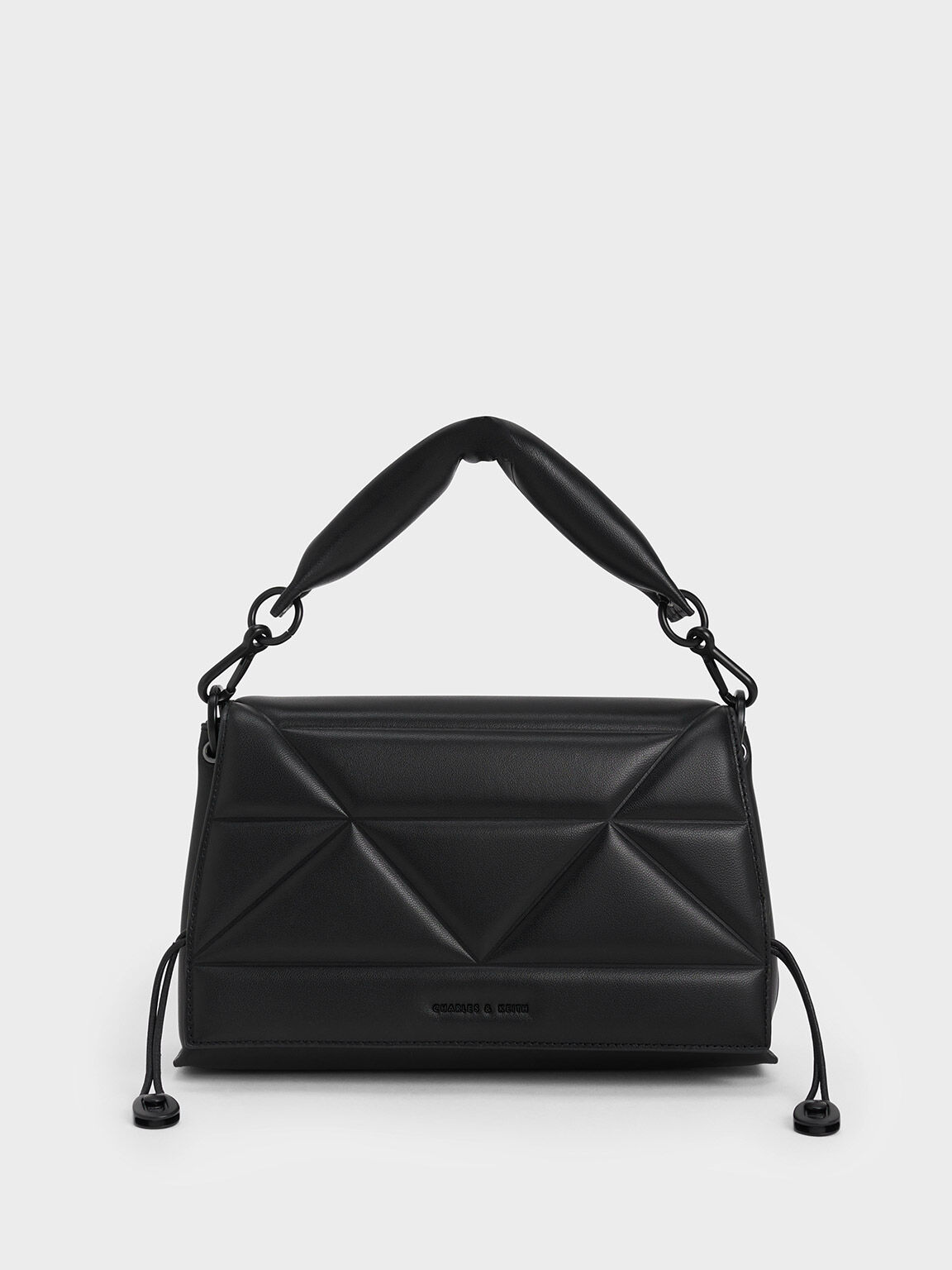 Nina Leather Padded Handle Bag, Black, hi-res