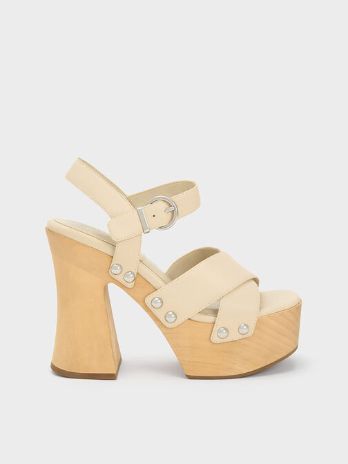 Tabitha Leather Crossover Sandals, Chalk, hi-res