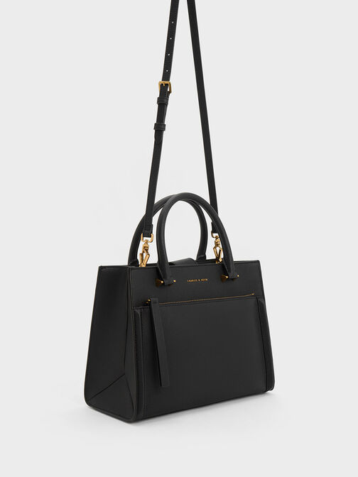 Anwen Structured Tote Bag, Black, hi-res