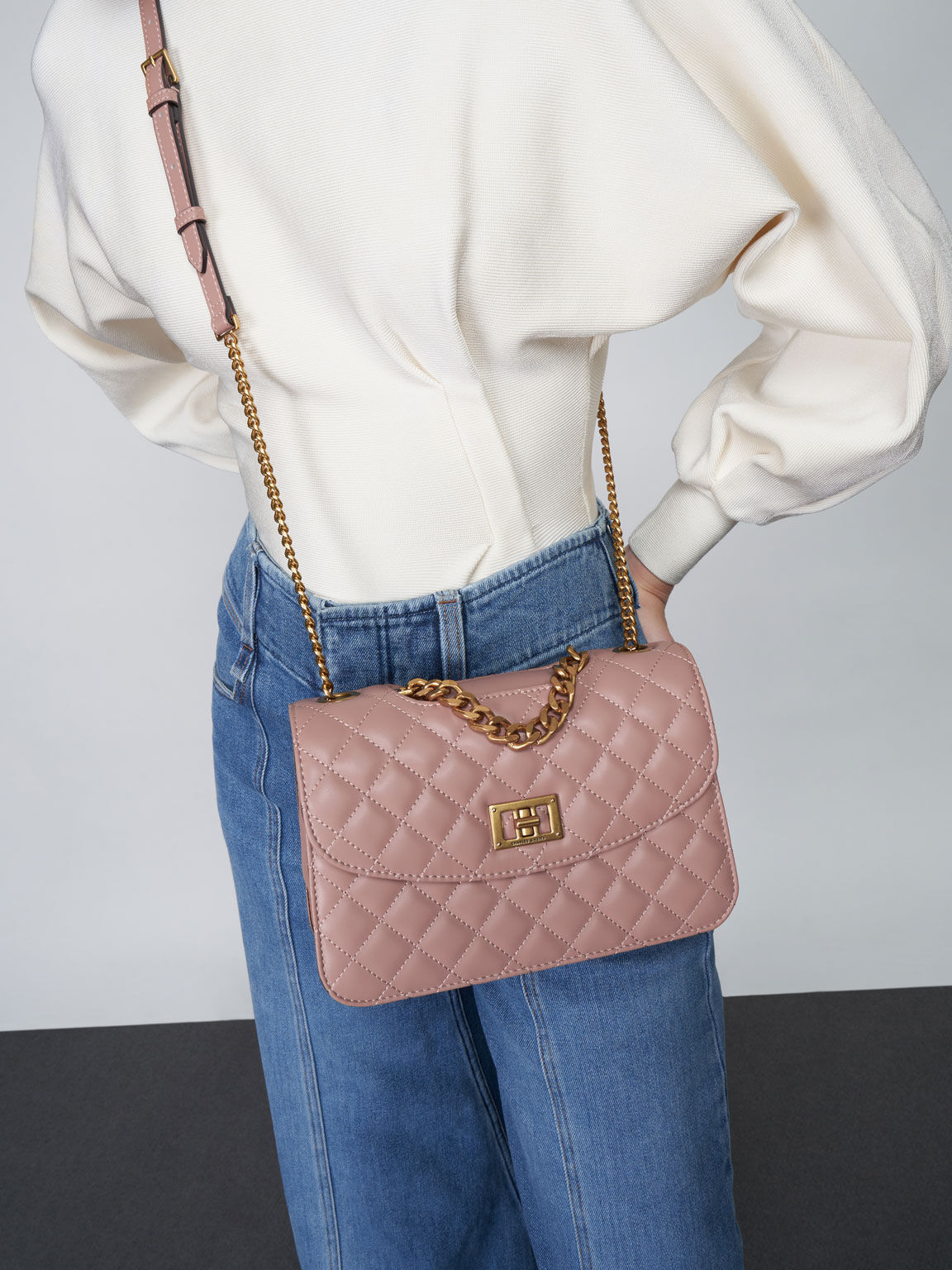 Quilted Clutch, Blush, hi-res