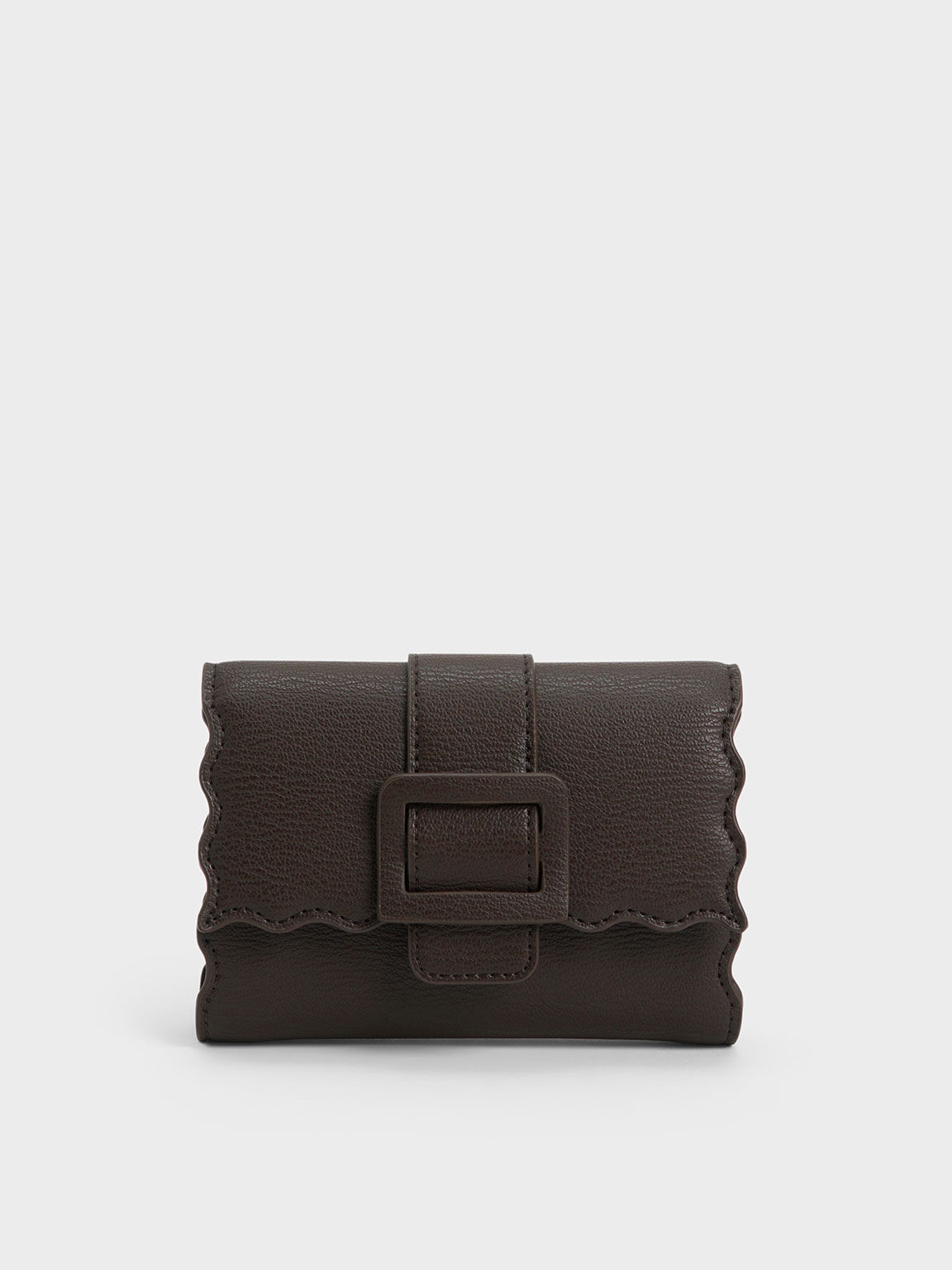 Waverly Scallop-Trim Wallet, Dark Moss, hi-res