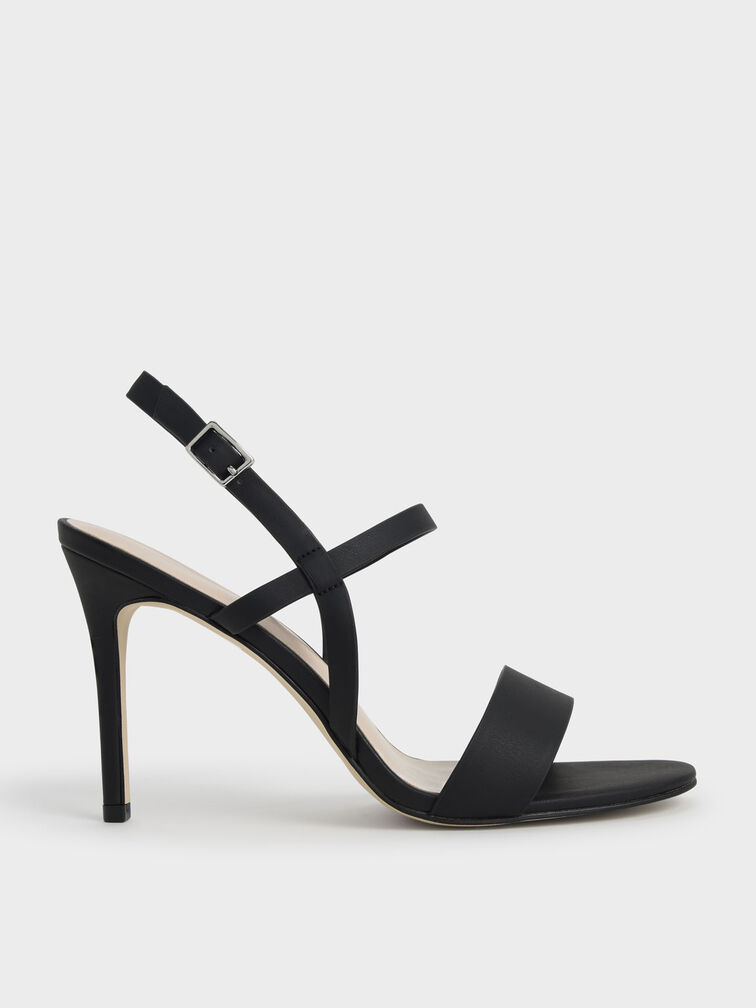 Slingback Heeled Sandals, Black, hi-res