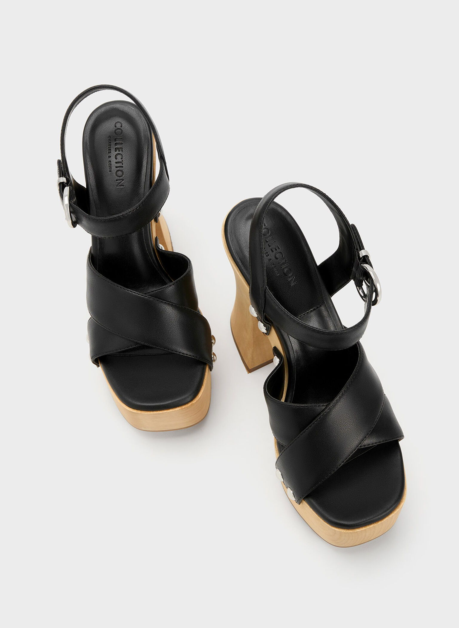 Sandalias Cruzadas Tabitha de Cuero, Negro, hi-res