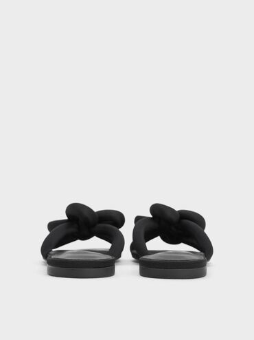 Sandalias con nudo de trébol, Negro texturizado, hi-res