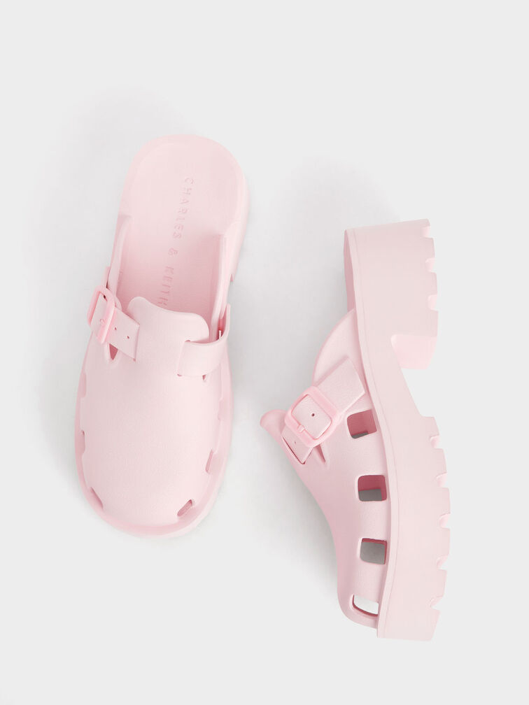 Mae Buckled Platform Mules, Light Pink, hi-res