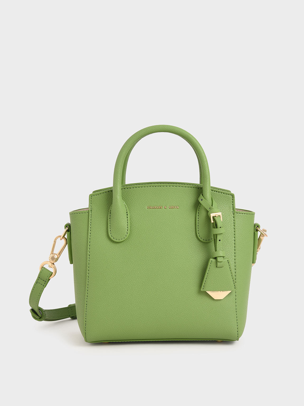 Double Handle Trapeze Tote, Green, hi-res