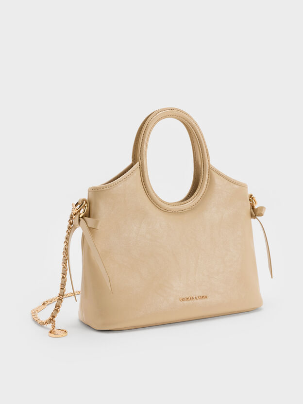 Dalia Bow Oval-Handle Tote Bag, Sand Beige, hi-res