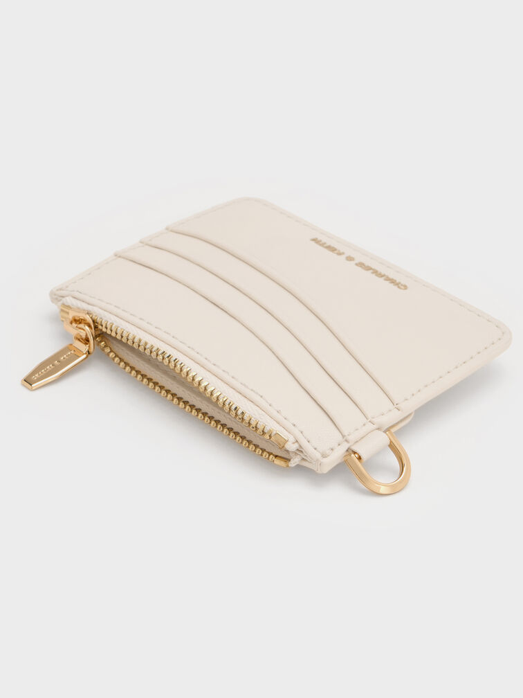 Agatha Chain-Accent Wristlet Card Holder, Cream, hi-res