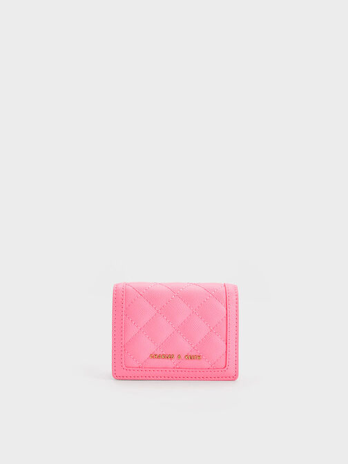 Micaela 菱格絎縫短夾, 粉紅色, hi-res