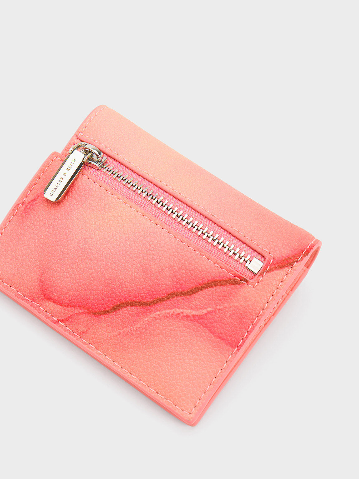 Marble-Print Small Wallet, Pink, hi-res