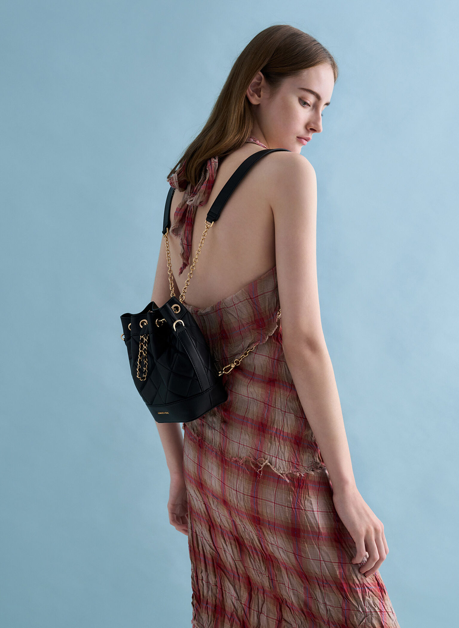 Bolso bombonera acolchado Julia de doble uso, Negro, hi-res