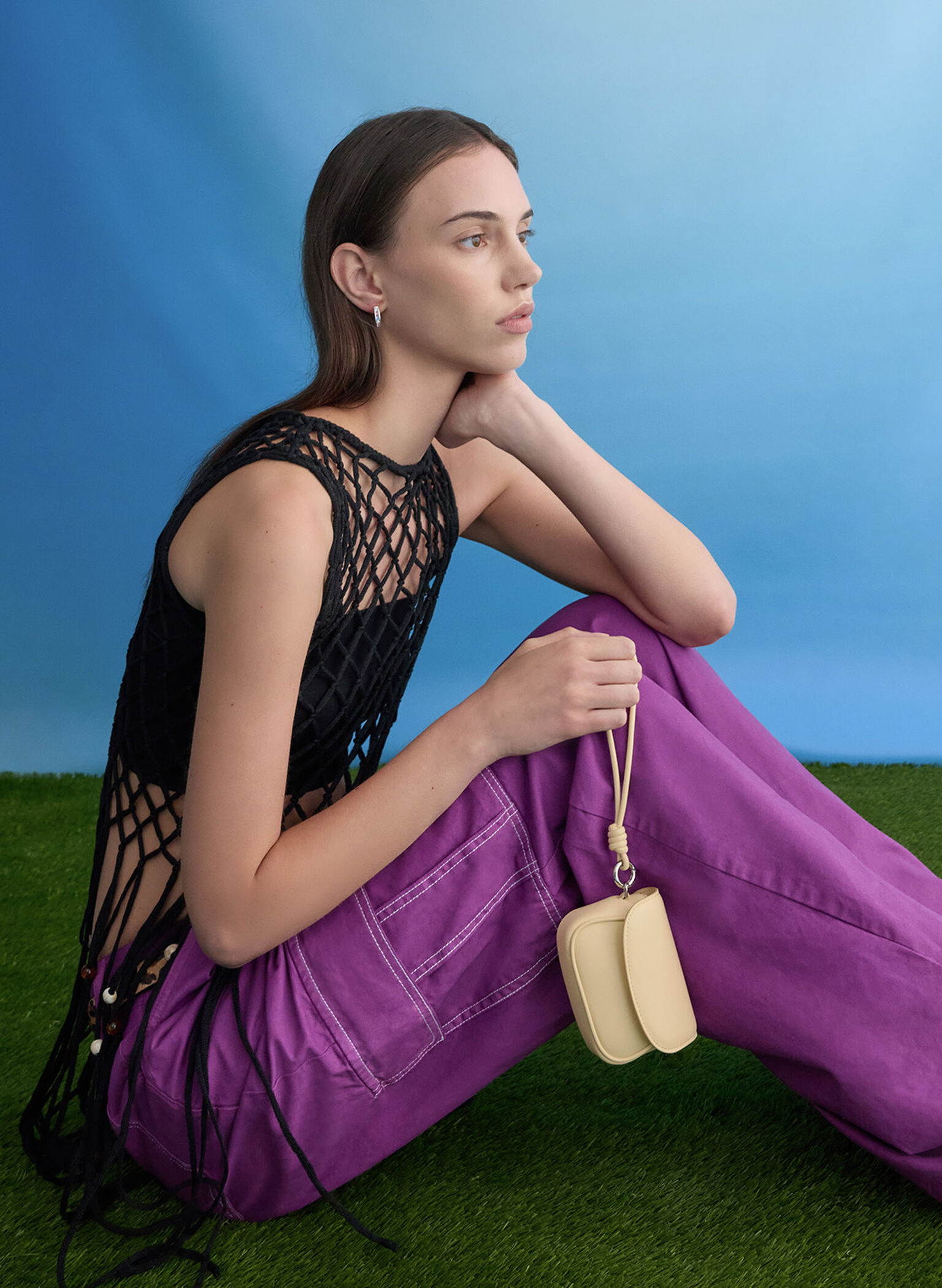 Sammie Knotted-Strap Wristlet, Butter Yellow, hi-res