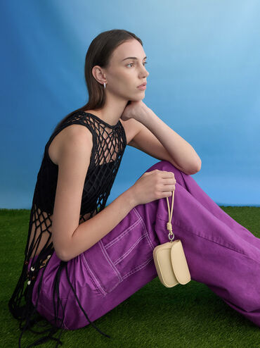 Bolso de muñeca Sammie con tiras anudadas, Amarillo mantequilla, hi-res