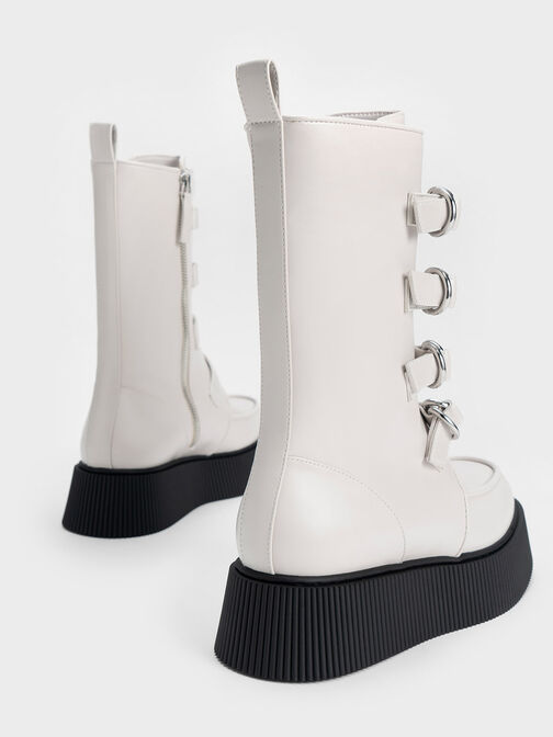 Cordova Buckled Platform Boots, White, hi-res