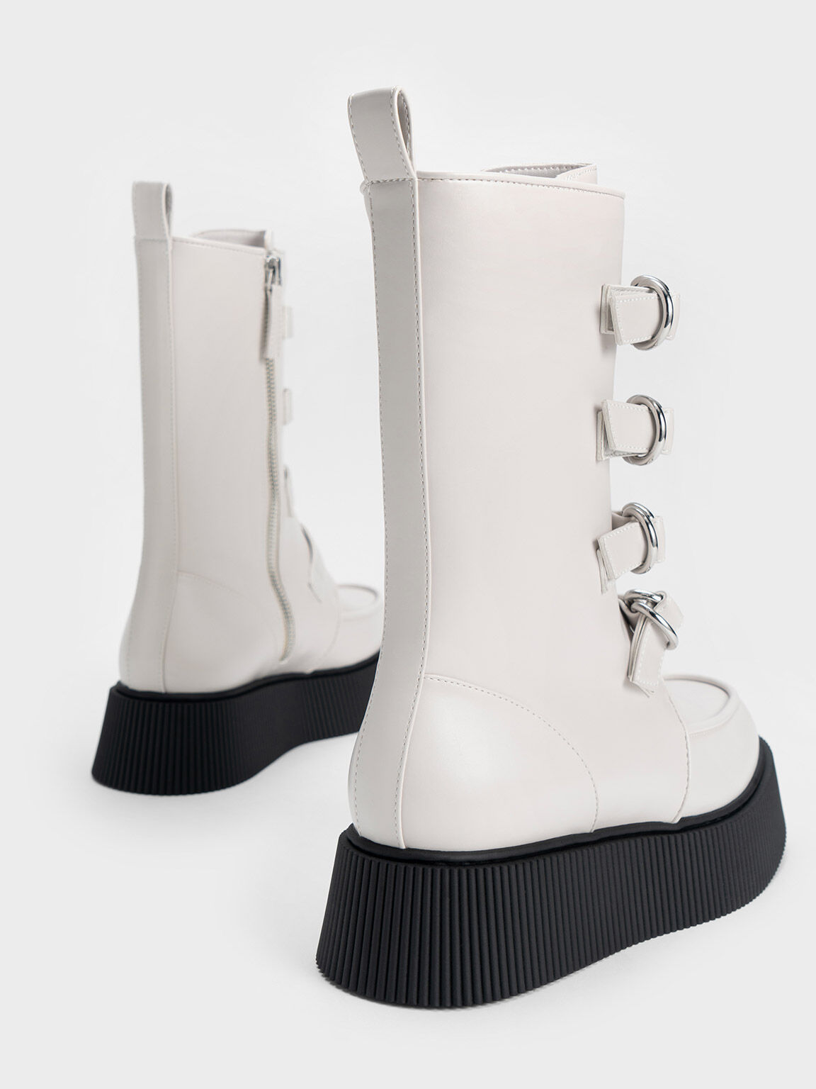 Cordova 釦環厚底靴, 白色, hi-res