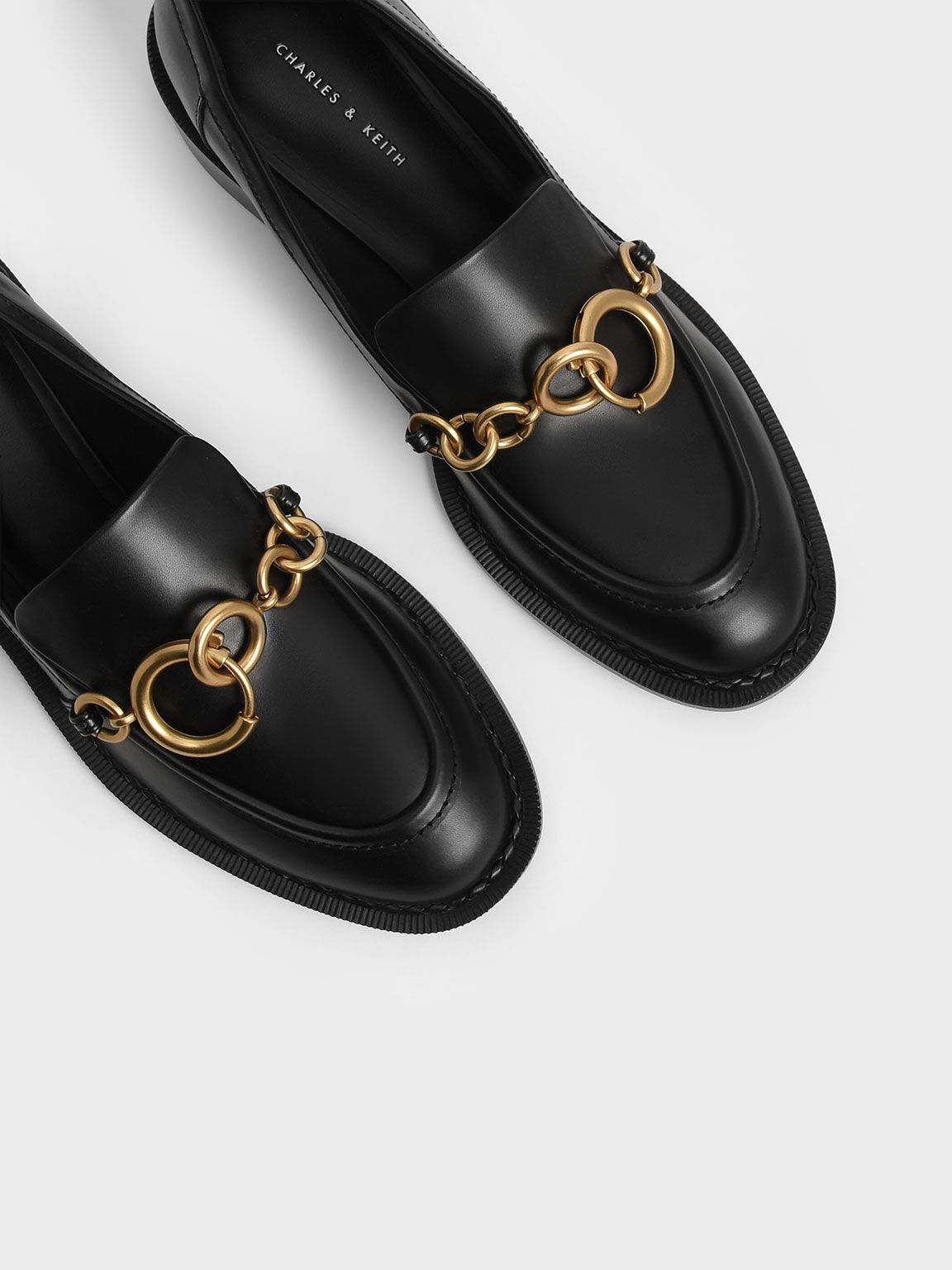 Black Chain Link Loafers - CHARLES & KEITH US